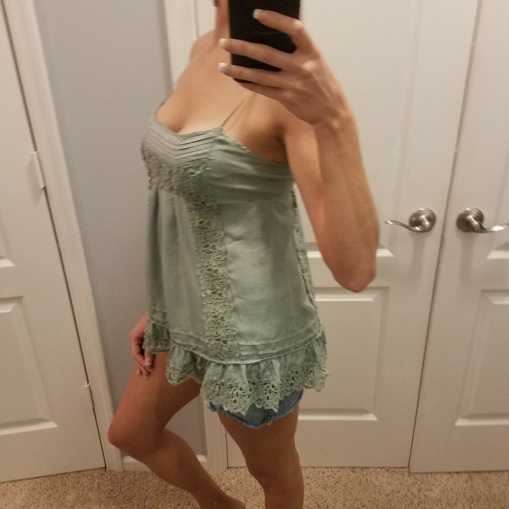 BCBGMaxAzria olive green embroidered tank